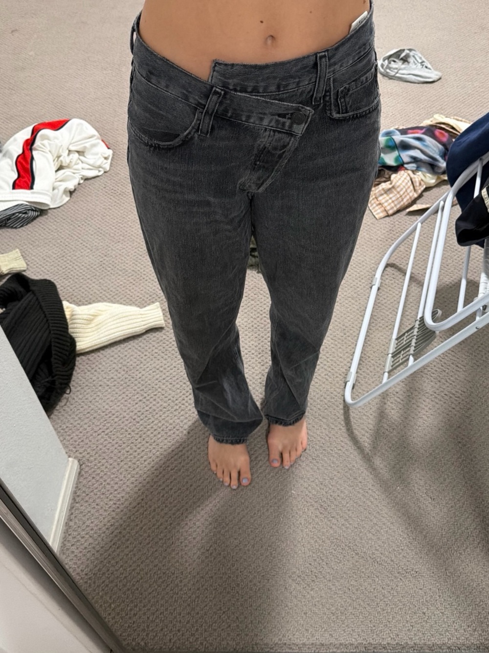 Agolde Black Washed Straight Leg Jeans